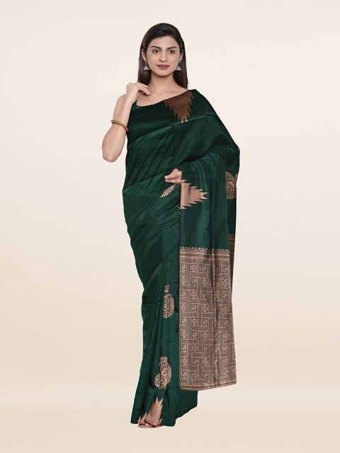 

Pothys Green & Gold-Toned Woven Design Art Silk Saree
