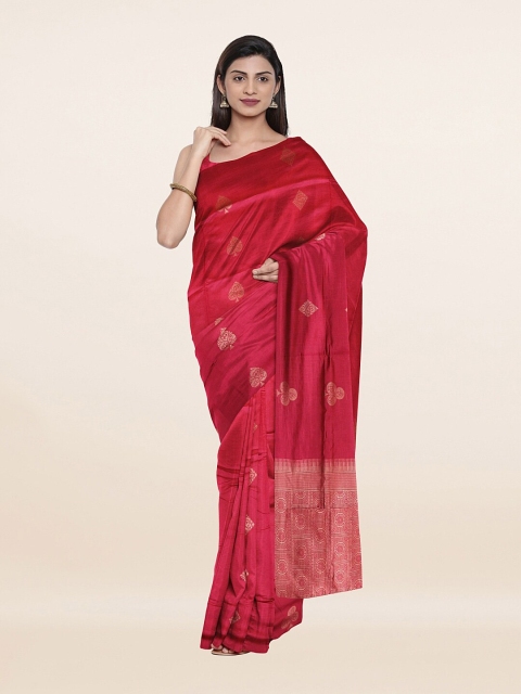 

Pothys Pink & Gold-Toned Woven Design Art Silk Saree