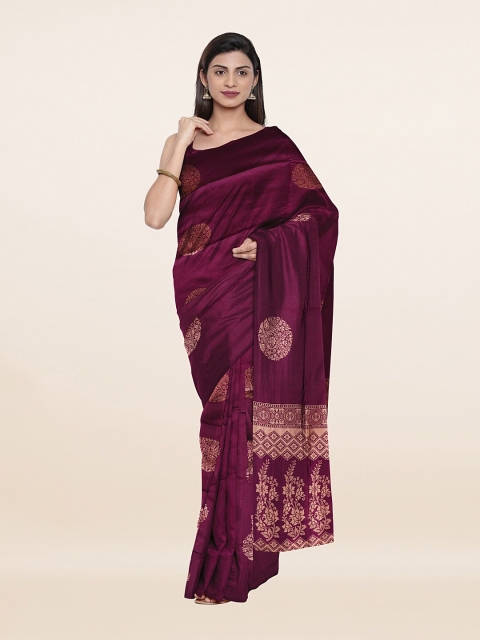 

Pothys Burgundy & Golden Ethnic Motifs Zari Art Silk Saree