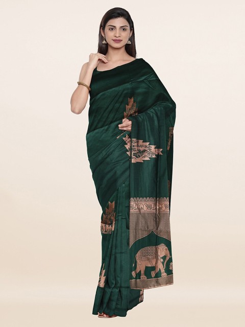

Pothys Green & Rose Gold Woven Design Art Silk Saree