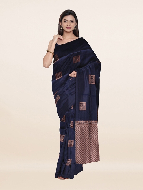 

Pothys Navy Blue & Golden Ethnic Motifs Zari Art Silk Saree