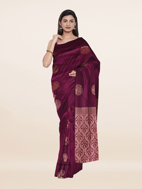 

Pothys Violet & Gold-Toned Woven Design Art Silk Saree