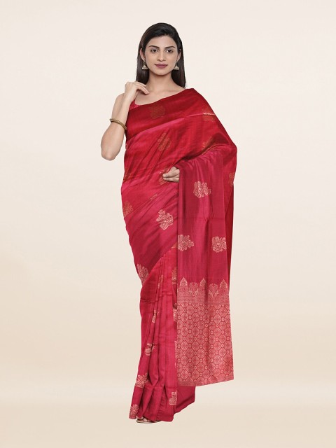 

Pothys Pink & Gold-Toned Woven Design Art Silk Saree