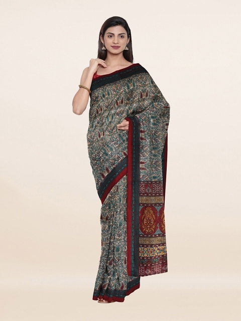 

Pothys White & Blue Ethnic Motifs Print Saree