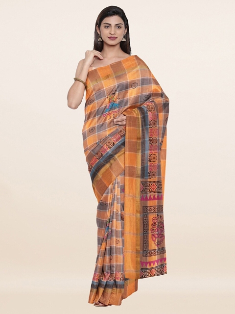 

Pothys Rust & Orange Checked Zari Pure Cotton Saree