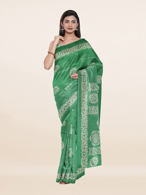 

Pothys Green & White Ethnic Motifs Saree