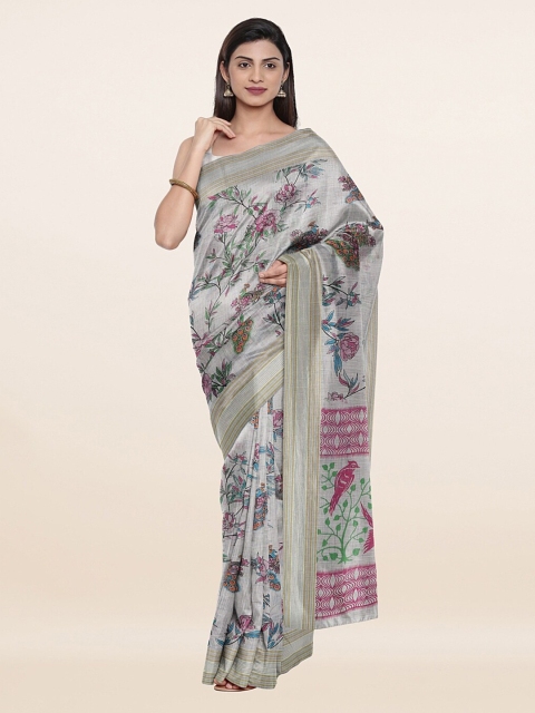 

Pothys Grey & Blue Floral Pure Cotton Saree