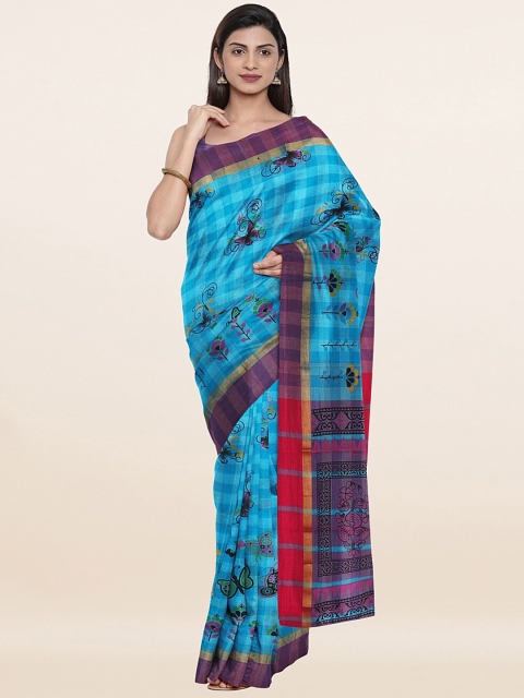 

Pothys Blue & Purple Ethnic Motifs Pure Cotton Saree