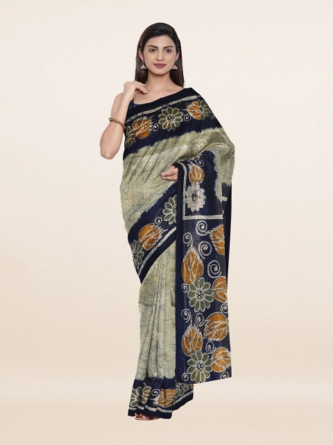 

Pothys Green & Navy Blue Printed Saree