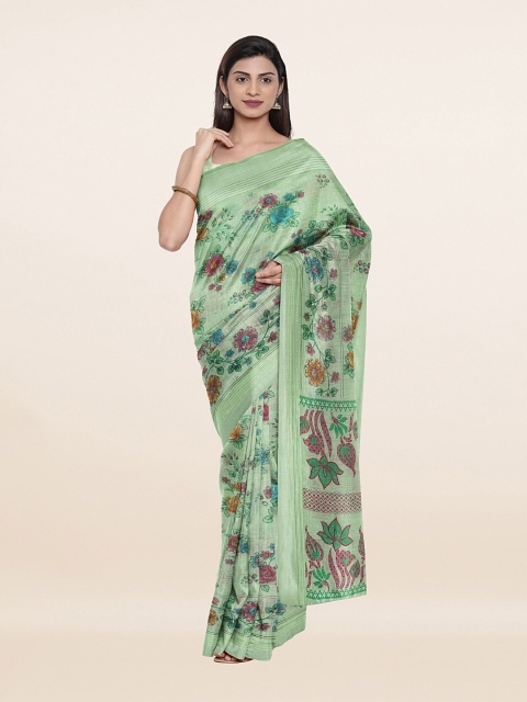 

Pothys Green & Blue Floral Printed Pure Cotton Saree