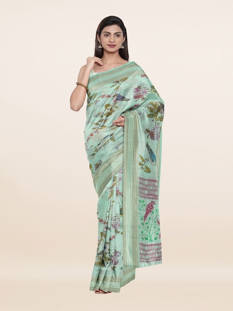 

Pothys Green & Blue Floral Pure Cotton Saree