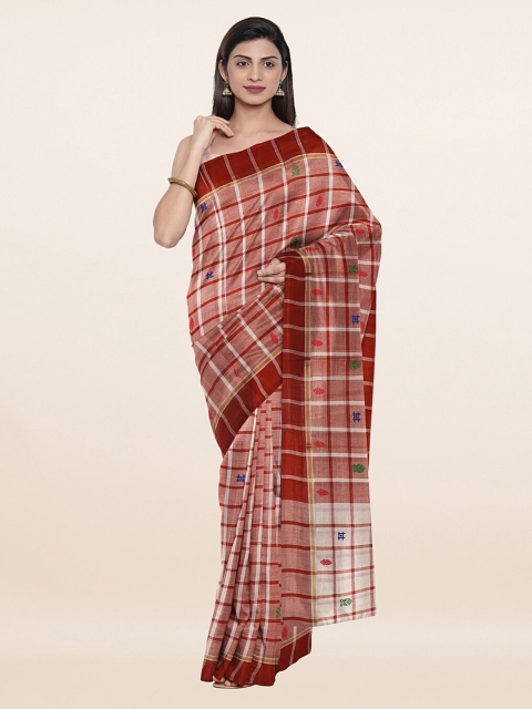 

Pothys Mauve & White Checked Pure Cotton Saree