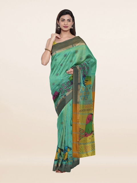 

Pothys Green & Red Floral Pure Cotton Saree