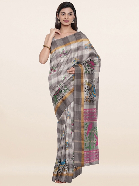 

Pothys Grey & Pink Ethnic Motifs Pure Cotton Saree