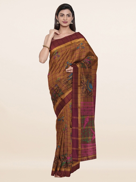 

Pothys Brown & Purple Checked Pure Cotton Saree