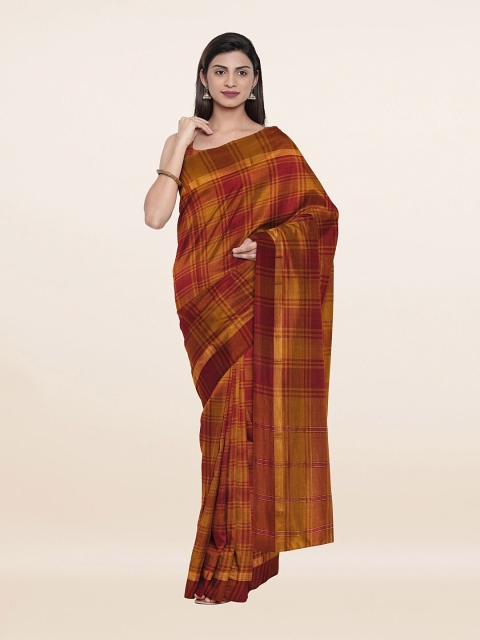 

Pothys Brown & Mustard Checked Pure Cotton Saree