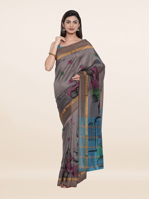 

Pothys Grey & Blue Pure Cotton Saree
