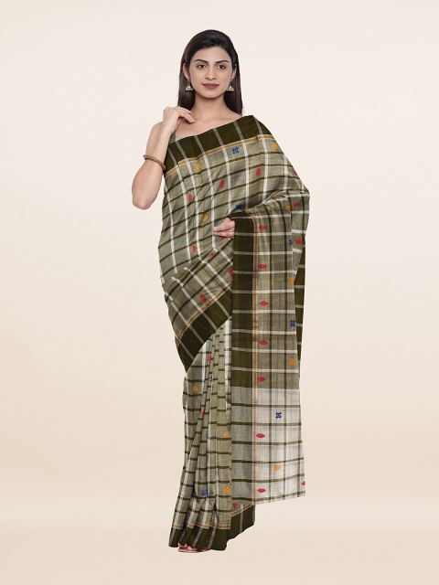 

Pothys Green & White Checked Pure Cotton Saree