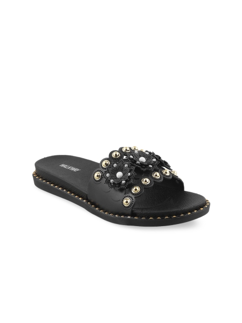 

WALKWAY by Metro Women Black Embellished Open Toe Flats