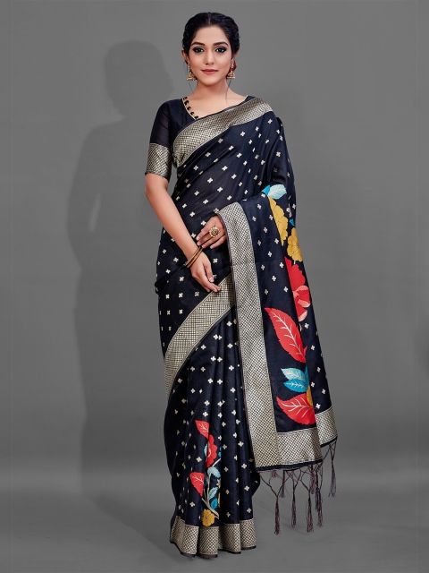 

KALINI Black & Red Floral Printed Saree