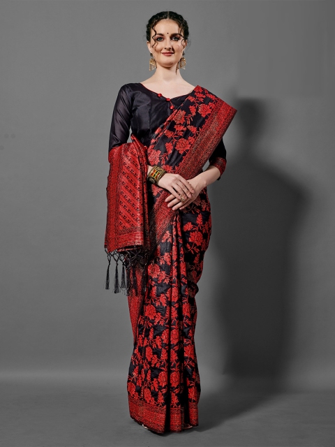 

KALINI Black & Red Woven Design Saree