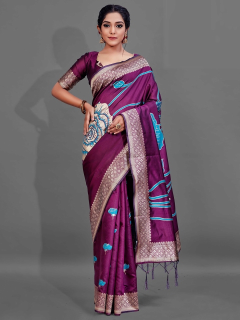 

KALINI Purple & Blue Woven Design Saree