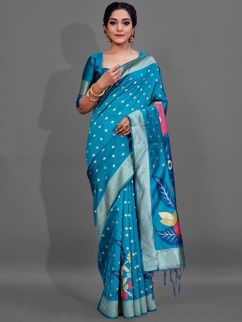 

KALINI Sea Green & Red Woven Design Saree