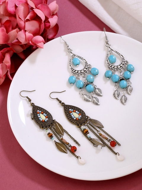 

Yellow Chimes Set of 2 Blue Contemporary Drop Earrings