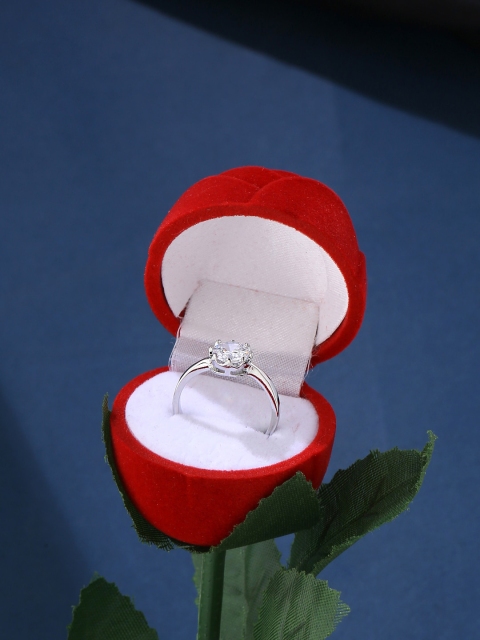

Yellow Chimes Silver-Toned Crystal Ring in Red Velvet Rose Box