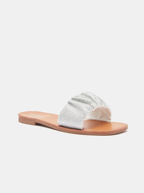 

shoexpress Women White Embellished Open Toe Flats
