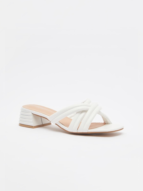 

shoexpress White PU Block Heels