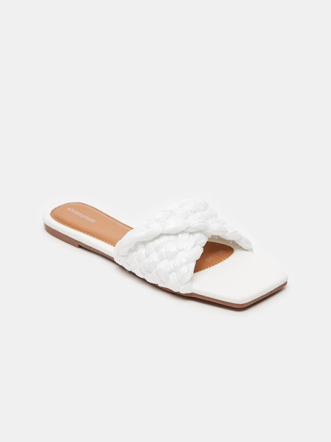 

shoexpress Women White Open Toe Flats