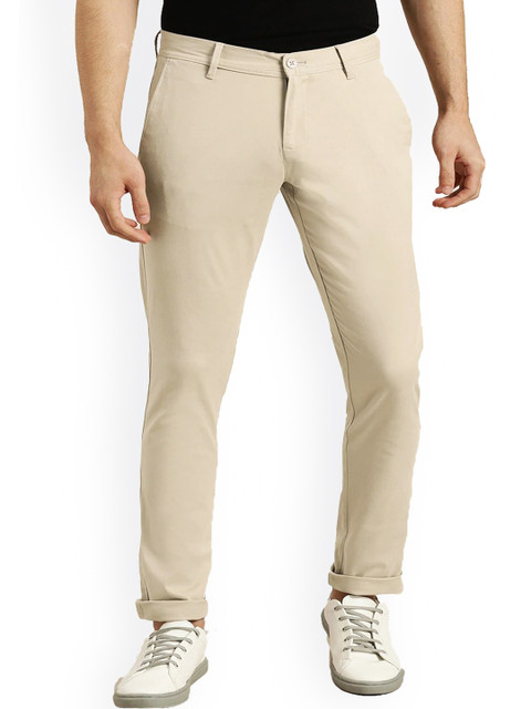 

AD & AV Men Cream-Coloured Classic Easy Wash Chinos Trousers