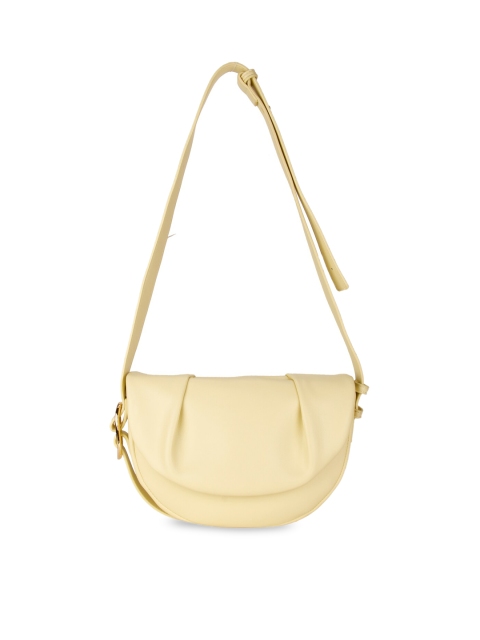 

Rocia Yellow PU Half Moon Sling Bag with Tasselled