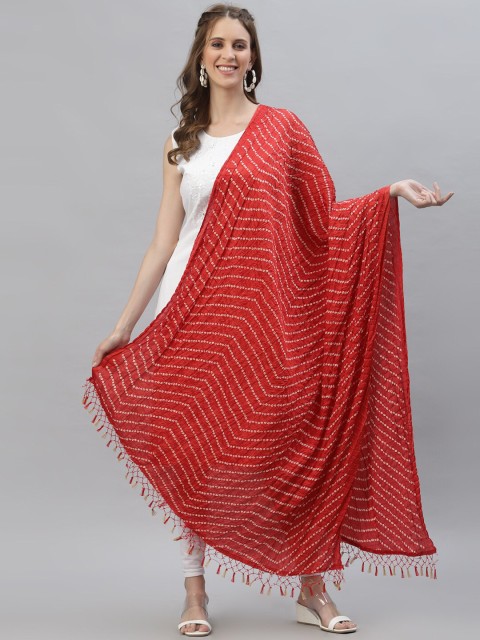 

Stylum Red & White Printed Bandhani Dupatta