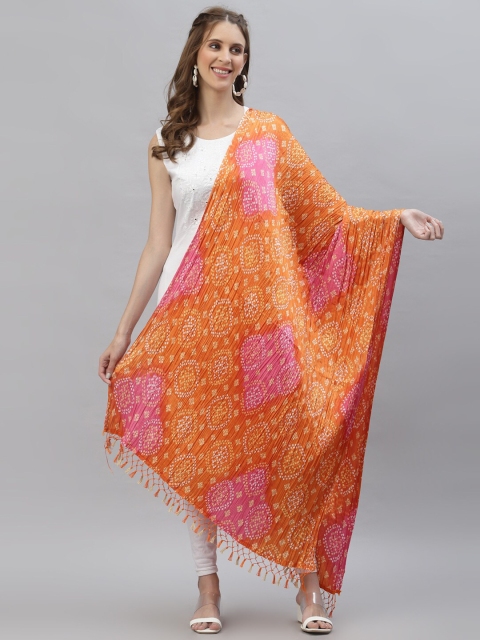 

Stylum Orange & Pink Printed Bandhani Dupatta