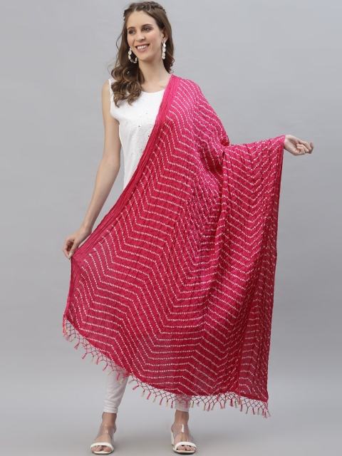 

Stylum Pink & White Printed Bandhani Dupatta