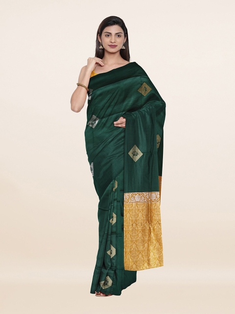 

Pothys Green & Gold-Toned Ethnic Motifs Art Silk Saree