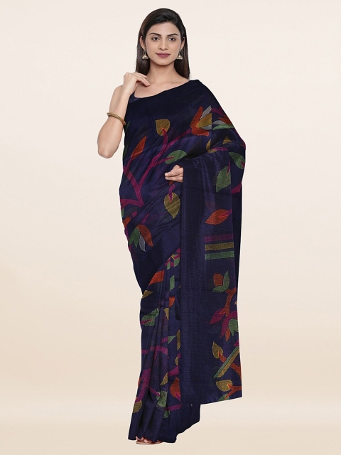 

Pothys Navy Blue & Green Floral Saree
