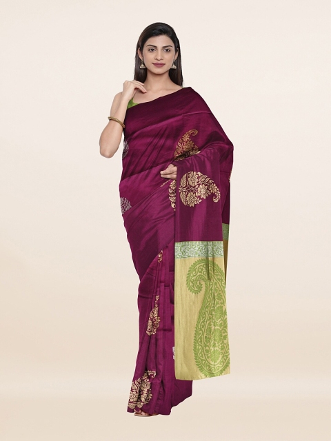 

Pothys Violet & Green Ethnic Motifs Art Silk Saree