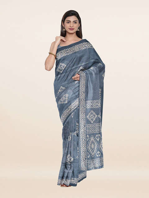 

Pothys Grey & White Ethnic Motifs Saree
