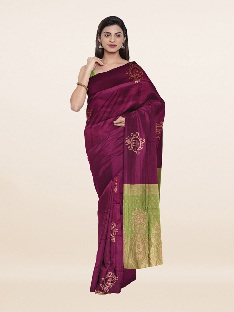 

Pothys Violet & Green Ethnic Motifs Art Silk Saree