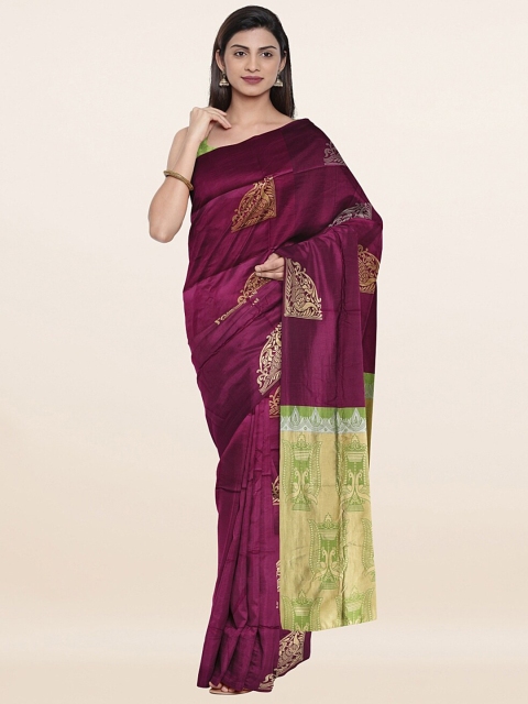 

Pothys Violet & Green Ethnic Motifs Art Silk Saree