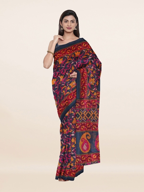 

Pothys Navy Blue & Orange Paisley Saree