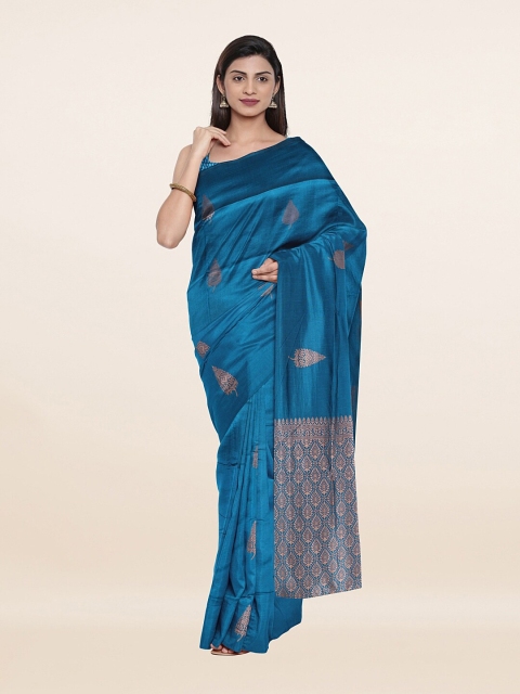 

Pothys Blue & Golden Ethnic Motifs Zari Art Silk Saree