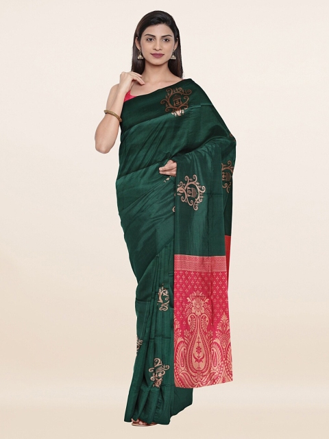 

Pothys Green & Fuchsia Ethnic Motifs Zari Art Silk Saree