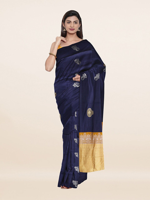 

Pothys Blue & Gold-Toned Woven Design Zari Art Silk Saree