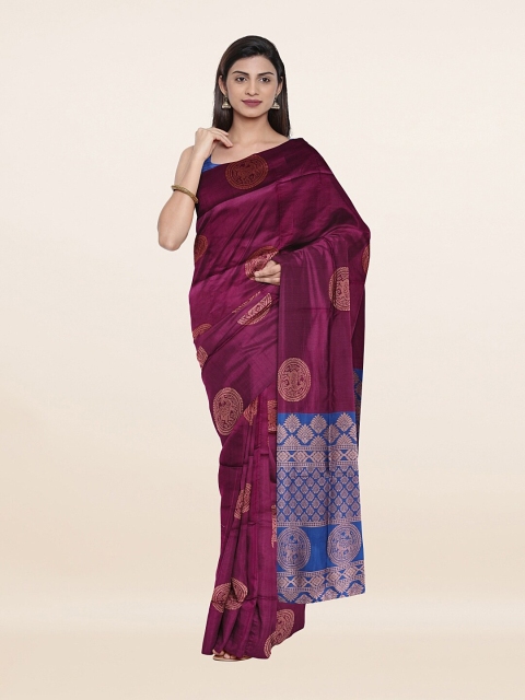 

Pothys Violet & Blue Ethnic Motifs Art Silk Saree