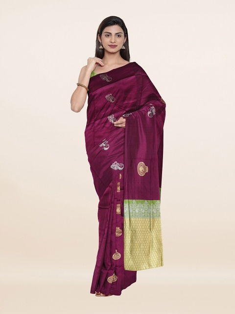 

Pothys Violet & Golden Ethnic Motifs Zari Art Silk Saree