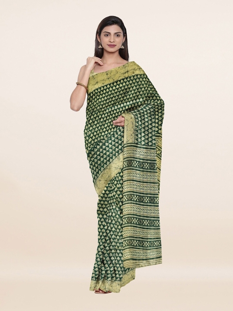 

Pothys Green & Cream-Coloured Ethnic Motifs Saree